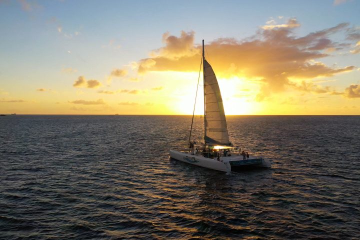 a small boat in a large body of water