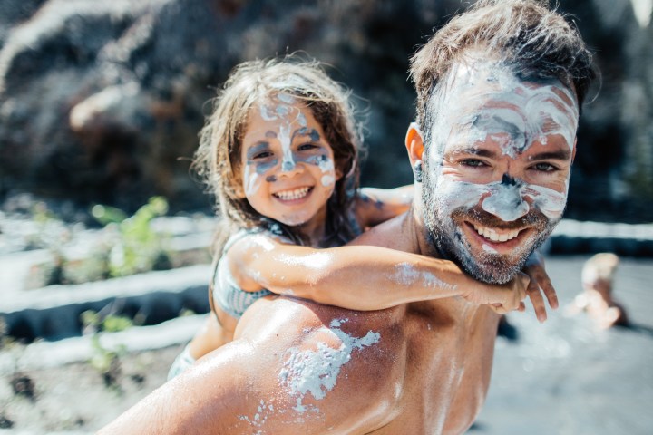 mud bath dad daughter