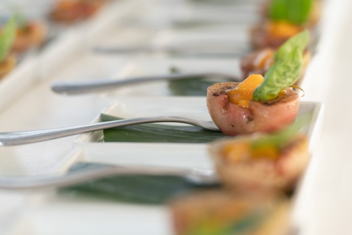 a close up of a plate of food with a fork
