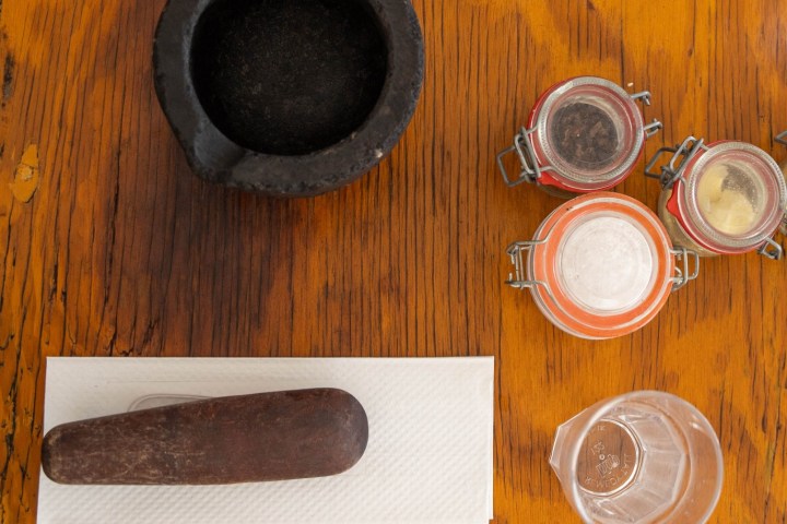 a pair of glasses on a wooden table